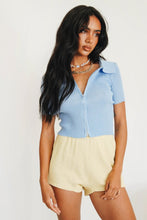 Load image into Gallery viewer, Shady Palms Zip Front Knit Top // Blue