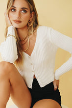 Load image into Gallery viewer, Top Down Button Front Knit Top // White