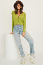 Load image into Gallery viewer, Ride Along Button Front Knit Cardigan // Lime