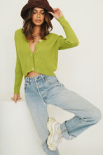 Load image into Gallery viewer, Ride Along Button Front Knit Cardigan // Lime