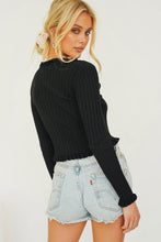 Load image into Gallery viewer, Sunset Cocktails Button Front Knit Top // Black