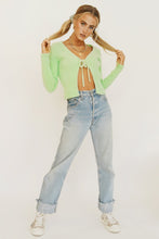 Load image into Gallery viewer, VG Switch Up Tie Front Knit Top // Lime