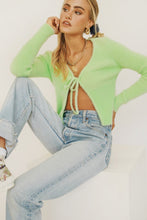 Load image into Gallery viewer, VG Switch Up Tie Front Knit Top // Lime