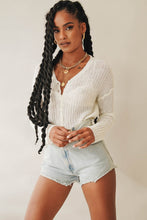 Load image into Gallery viewer, Of The Essence Button Front Knit Top // White