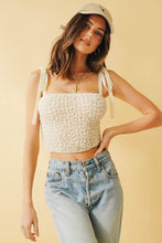 Load image into Gallery viewer, VG Tan Lines Ruched Tie Top // Cream