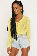 Load image into Gallery viewer, VG Lover Button Front Knit Top // Lemon