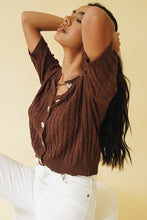 Load image into Gallery viewer, Line Up Button Front Knit Top // Chocolate