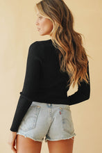 Load image into Gallery viewer, Walk This Way Button Front Knit Top // Black