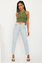 Load image into Gallery viewer, Golden Line Ribbed Top // Khaki