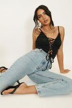 Load image into Gallery viewer, After Dark Tie Front Top // Black