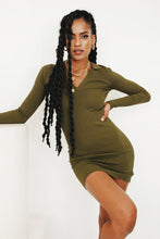 Load image into Gallery viewer, Manhattan Minimalist Ribbed Knit Mini Dress // Khaki