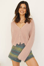 Load image into Gallery viewer, Ticket To Paris Button Front Knit Top // Rose