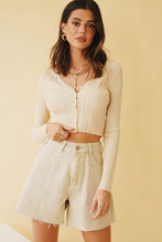 Load image into Gallery viewer, Martini Button Front Knit Top // Natural