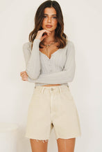 Load image into Gallery viewer, Martini Button Front Knit Top // Grey