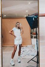 Load image into Gallery viewer, Capture A Mood Lace-Up Mini Skirt // Cream