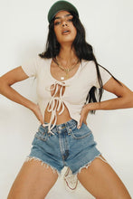 Load image into Gallery viewer, Covergirl Tie Front Ribbed Top // Nude