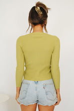 Load image into Gallery viewer, Read My Lips Drawstring Knit Top // Lime