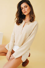 Load image into Gallery viewer, Beach Town Pearl Button Front Knit Top // Natural