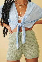 Load image into Gallery viewer, Less Is More Tie Front Knit Top // Sky
