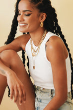 Load image into Gallery viewer, Golden Line Ribbed Top // White