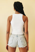 Load image into Gallery viewer, Golden Line Ribbed Top // White