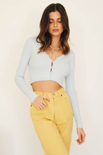 Load image into Gallery viewer, Fashion World Button Front Knit Top // Sky