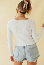 Load image into Gallery viewer, Abbey Button Front Knit Top // White