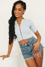 Load image into Gallery viewer, An Italian Story Button Front Knit Top // Sky