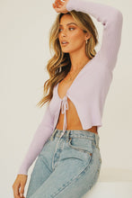 Load image into Gallery viewer, VG Undercover Tie Front Knit Top // Lilac