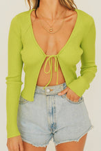 Load image into Gallery viewer, VG Undercover Tie Front Knit Top // Lime