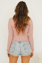 Load image into Gallery viewer, Sunset Cocktails Button Front Knit Top // Rose