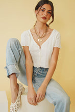 Load image into Gallery viewer, Follow The Sun Button Front Knit Top // White