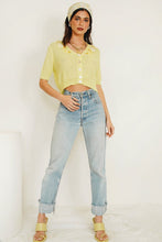 Load image into Gallery viewer, Je T'aime Button Front Knit Top // Lemon