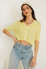 Load image into Gallery viewer, Je T'aime Button Front Knit Top // Lemon