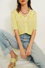 Load image into Gallery viewer, Je T'aime Button Front Knit Top // Lemon