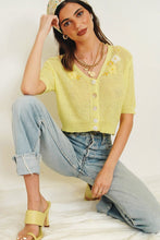 Load image into Gallery viewer, Je T'aime Button Front Knit Top // Lemon