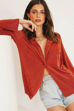 Load image into Gallery viewer, VG Check It Out Button Front Shirt // Wine