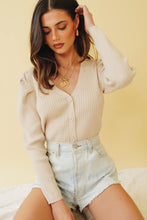 Load image into Gallery viewer, Women In Film Button Front Knit Top // Natural