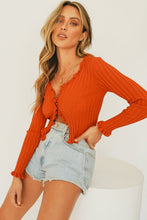 Load image into Gallery viewer, Sunset Cocktails Button Front Knit Top // Rust