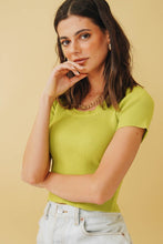 Load image into Gallery viewer, Changing World Ribbed Knit Top // Lime