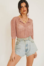 Load image into Gallery viewer, Ultimate Girl Button Front Knit Top // Mauve