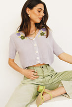 Load image into Gallery viewer, Je T'aime Button Front Knit Top // Lilac