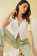 Load image into Gallery viewer, Shady Palms Zip Front Knit Top // White