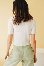 Load image into Gallery viewer, Shady Palms Zip Front Knit Top // White