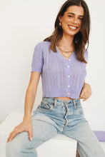 Load image into Gallery viewer, Sofia Button Front Knit Top // Lilac