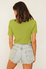 Load image into Gallery viewer, Camera Style Button Front Knit Top // Lime