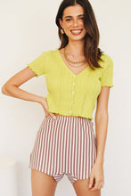 Load image into Gallery viewer, Follow The Sun Button Front Knit Top // Lime