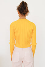 Load image into Gallery viewer, Power Shift Button Front Knit Top // Yellow