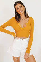 Load image into Gallery viewer, Emily Button Front Knit Top // Mustard