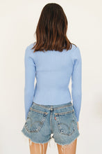 Load image into Gallery viewer, Walk This Way Button Front Knit Top // Blue